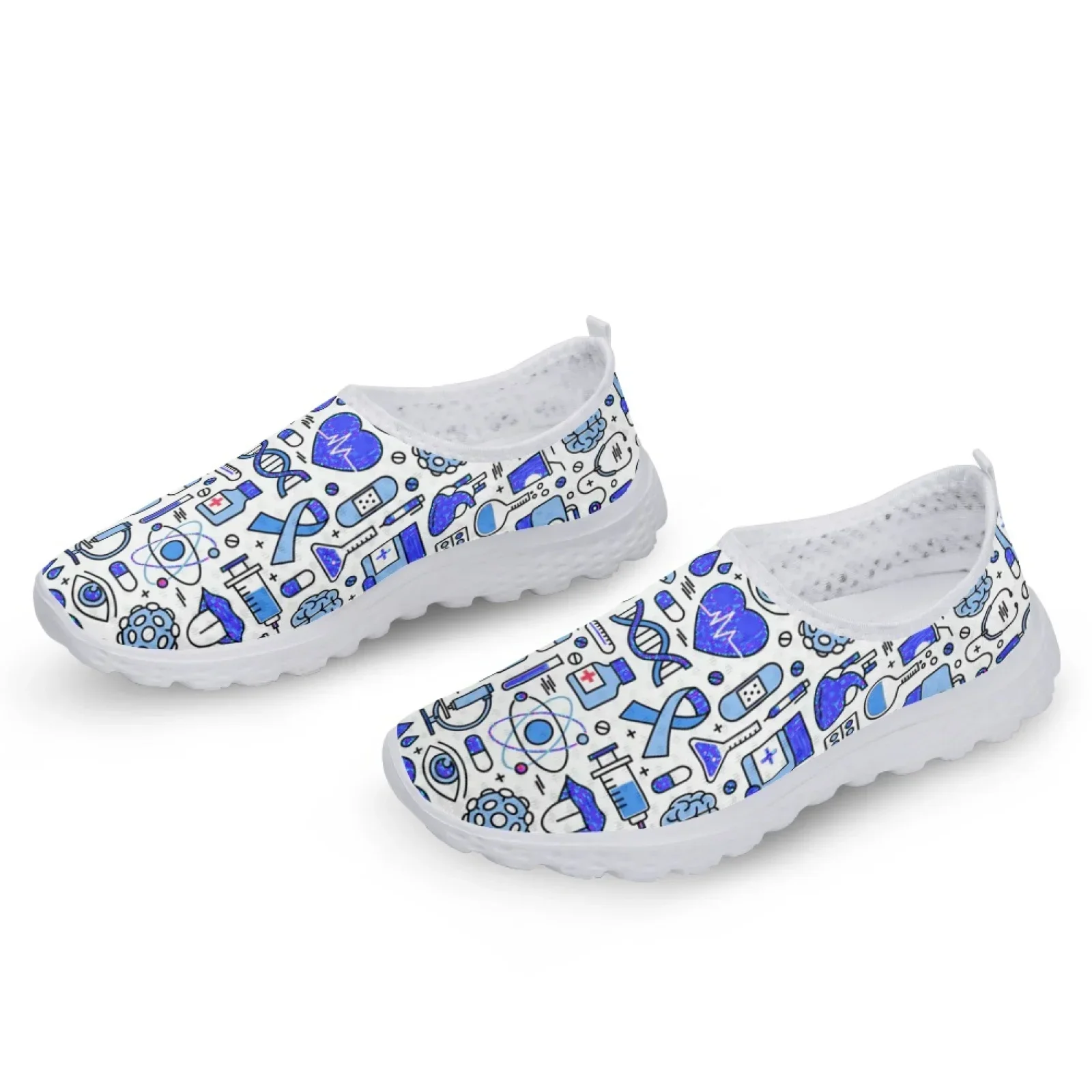 Slip On Women's Medical Flat Shoes Summer Comfortable Breathable Mesh Sneakers Casual Loafers Nurse Shoes Zapatos