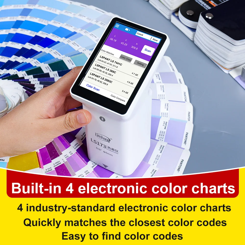 Portable Digital Colorimeter High Precision Handheld Color Meter for Measuring Paints Plastics Color Difference with D/8 LS173