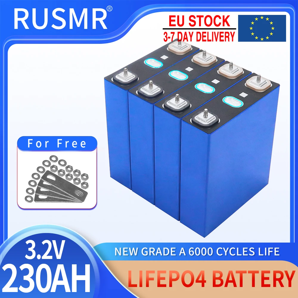 

New 3.2V 230AH 1-16PCS Lifepo4 Lithium Iron Phosphate Battery Pack DIY 12V 24V 36V 48V Electric Car Solar Storage System Cells