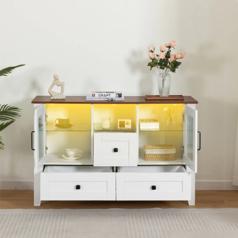 DrawerDresser cabinet,barcabinet,BuffetSideboard,StorageCabinet,Buffet Server Console Tablestorge,changhong glass door,White