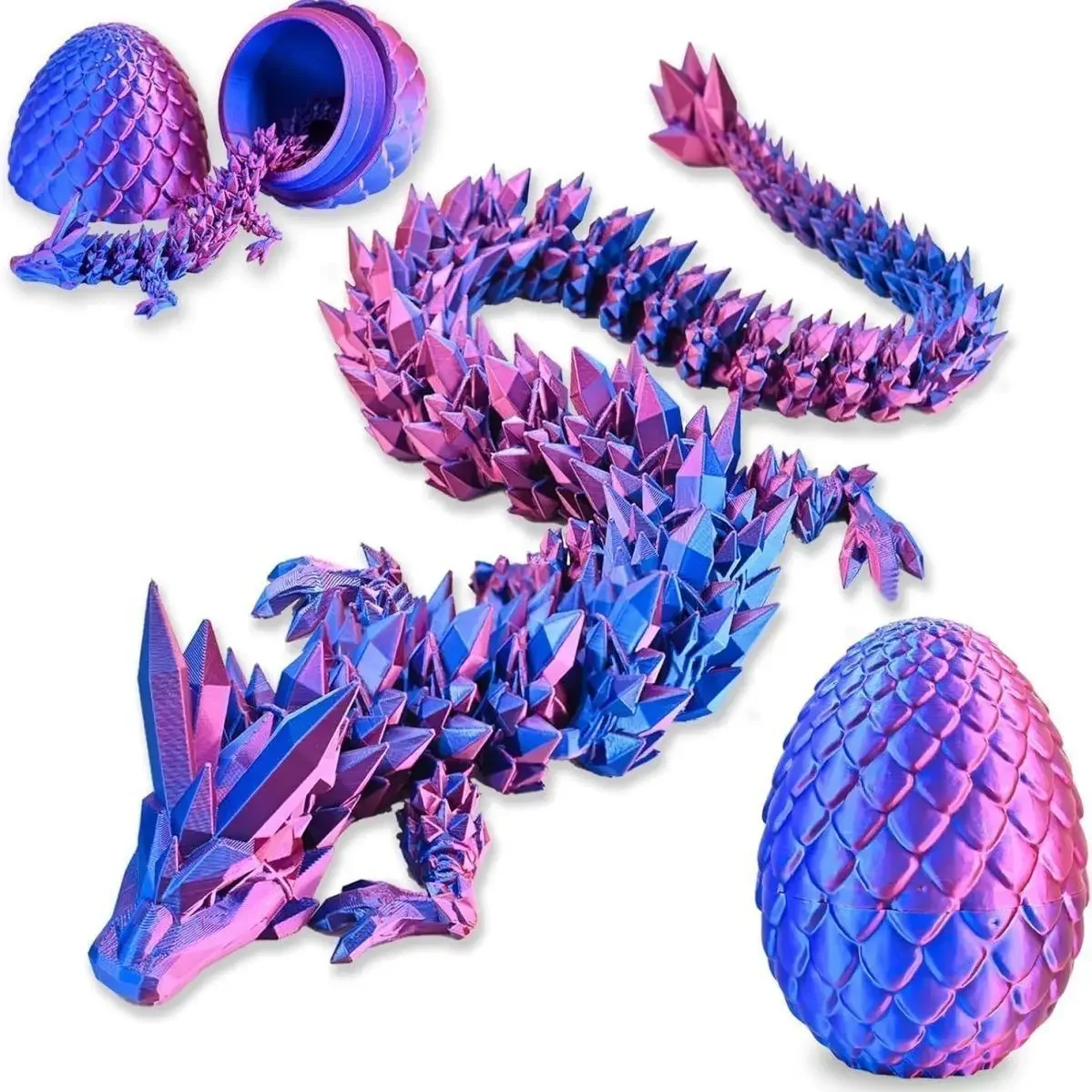 Creative Decompression Dragon Egg Chameleon Pendulum 3D Printed Toy Complete Set of Gifts Colorful Decoration