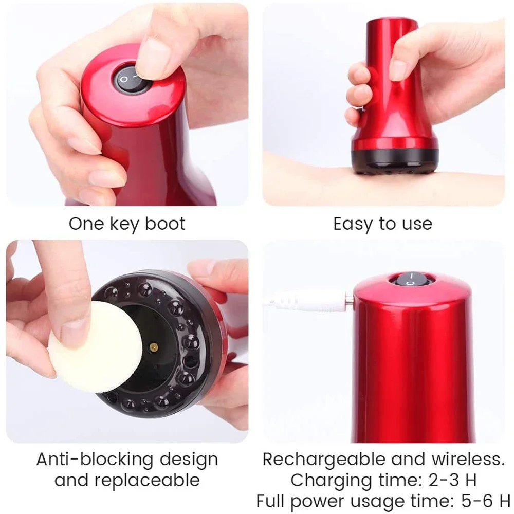 Electric Cupping massage Guasha Rechargeable Adjustable Body massager Vacuum Cans Suction Cup IR Heating Fat Burner Slimming 6