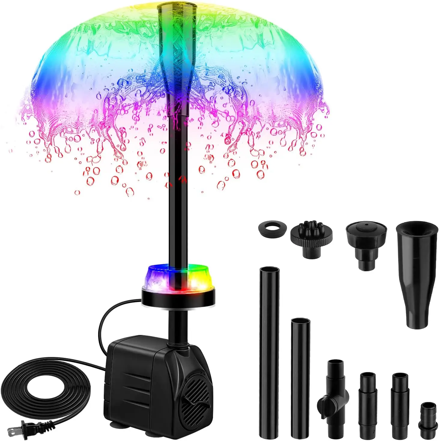ตัวเลือกสินค้า ปั๊มน้ำพุ LED 15W 800L/H สวน/บ่อปลา