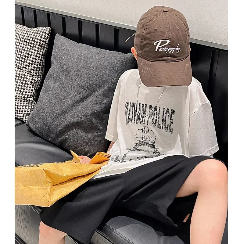 Baoduo Children's Clothing Boys' T-shirt Short Sleeve Summer 2023 New Summer Fashionable Letter Printed T-shirt