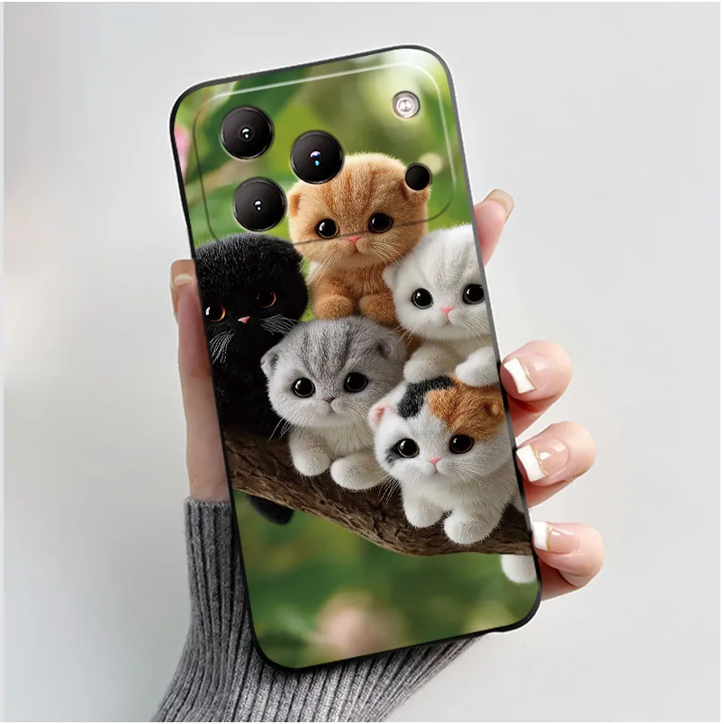 Charming Milk Tea Rabbit Phone Case - Black Anti-Scratch Soft Cover