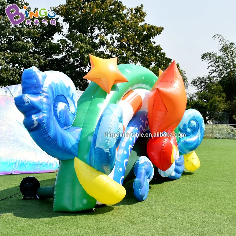Theme Park Equipment 6x2.5m Inflatable Background Wall For Decoration Kids Summer Party Blow Up Ocean Backdrop Balloon Toys 4
