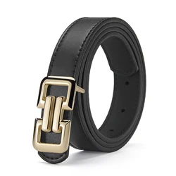 Fashionable Women's Colorful PU Belt with Smooth Buckle - Versatile Accessory for Skirts and Wide - leg Pants (Black)
