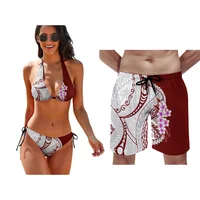 Summer Women Bikini Men Beach Pants Temperament Couple Swimsuit Set Customize Any Pattern Valentine's Day Exclusive Swimsuit