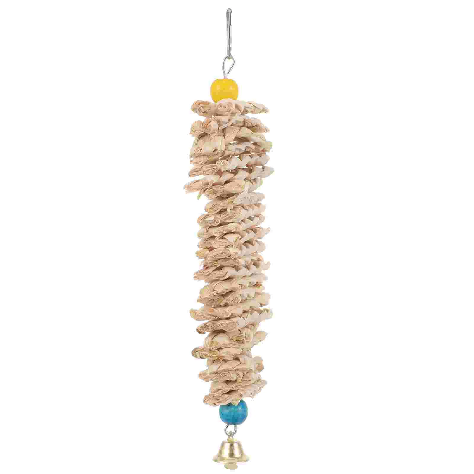 Hanging Parrot Toy Natural Corn Chew Toy Bite Resistant for Bird Pet Large Parakeet Cage