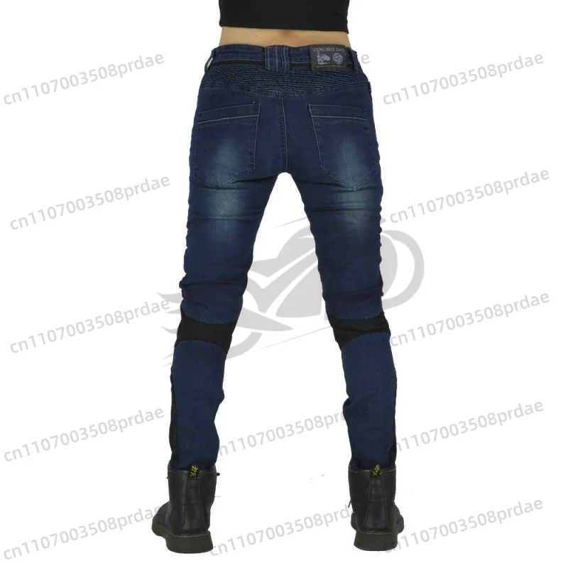 오토바이 바지 팬탈롱 모토 그린 통기성 모토 청바지 여성 남자친구 레저 여성용 청바지 여름 라이딩 하이웨이스트 청바지