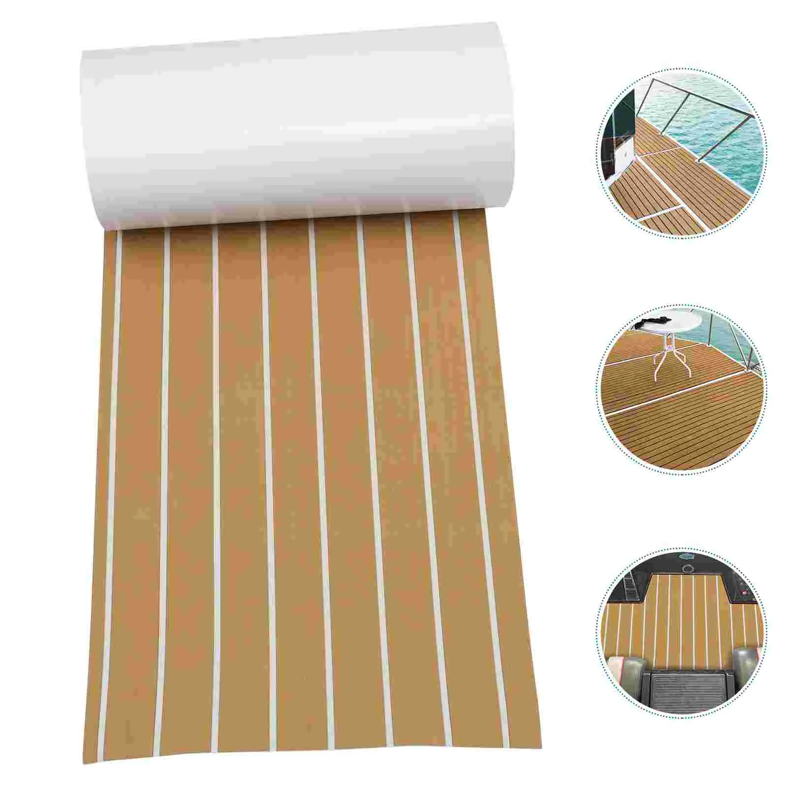 

1 Roll EVA Faux Decking Sheet Non-Slip Mat Self-Adhesive Carpet for Boat