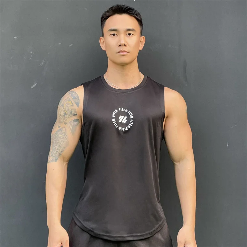 

NEW Fitness Sport Tank Tops Men Gyms Workout sleeveless Shirt Male Summer Loose mesh Undershirt basketball top Outdoor men vest