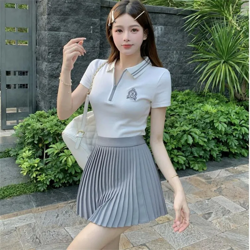 女性用テニスウェア,半袖ドレスセット,白いTシャツトップ