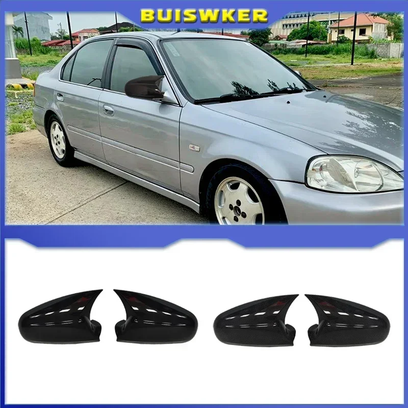 

Боковые Крышки для зеркала заднего вида в форме рога из АБС-пластика и углеродного волокна для Honda For Civic 1996-2001