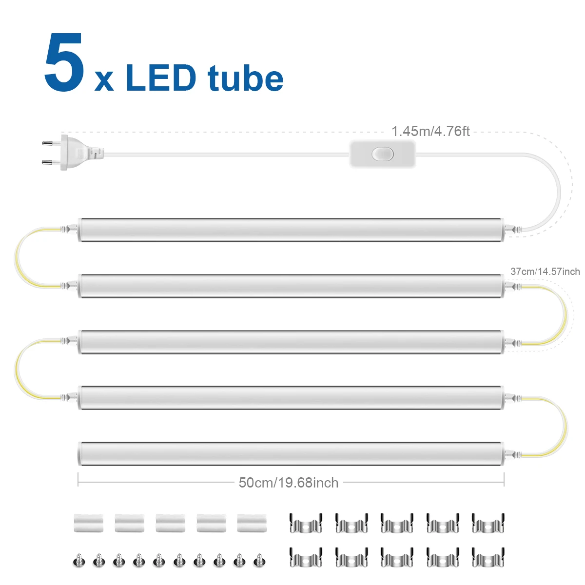 ตัวเลือกสินค้า หลอดไฟ LED T5 ใต้ตู้ 50 ซม. พร้อมสวิตช์ 1-6 ชิ้น