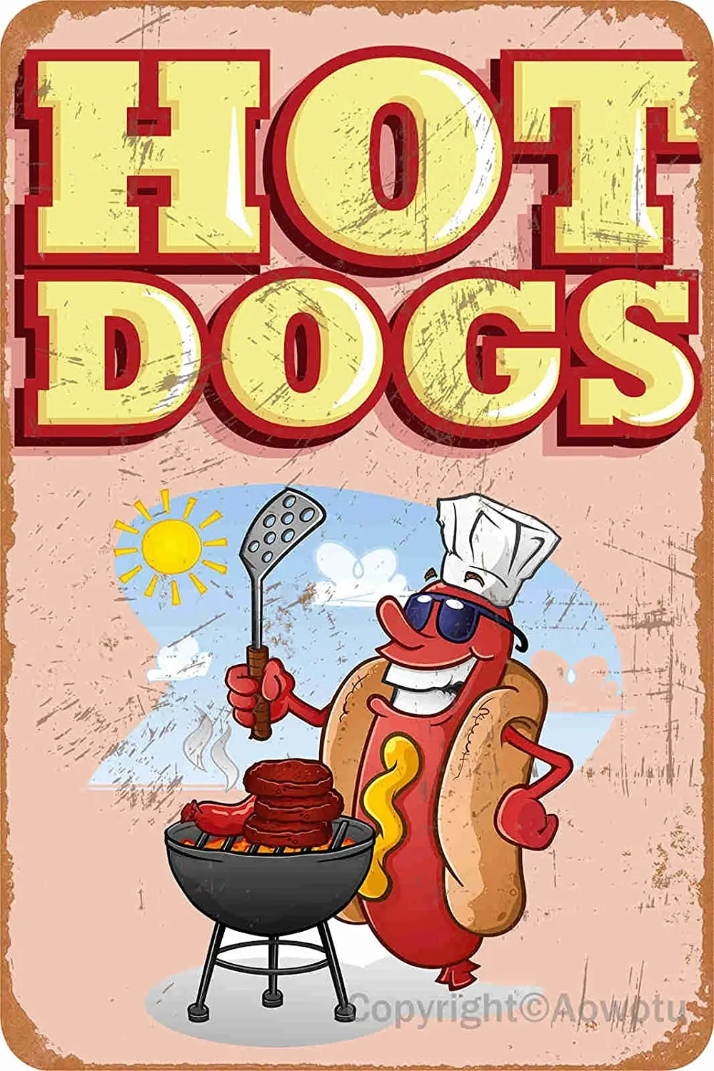 

Hot Dog Retro Vintage Metal Tin Sign for Plaque Poster Cafe Home Bar Coffee Garage Wall Art Gift