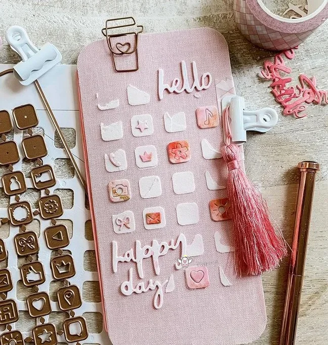 Mmao Crafts Metall-Stahl-Stanzformen, geschlossene Smartphone-Album-Schablone für DIY Scrapbooking, Papier/Fotokarten, Prägestempel