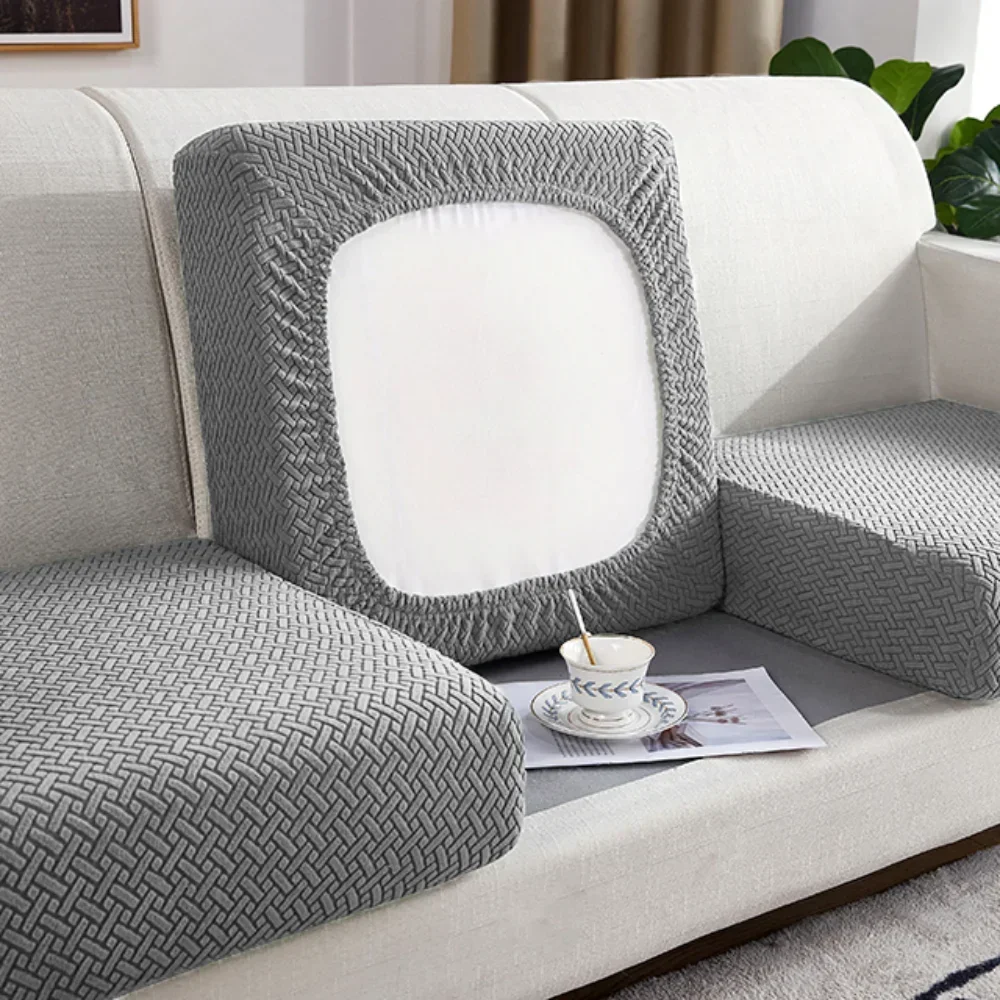 Elastic Sofa Cover for Living Room Jacquard Solid Sofa Seat Cover Grey Washable Seat Cushion Cover Furniture Protector Sectional 2