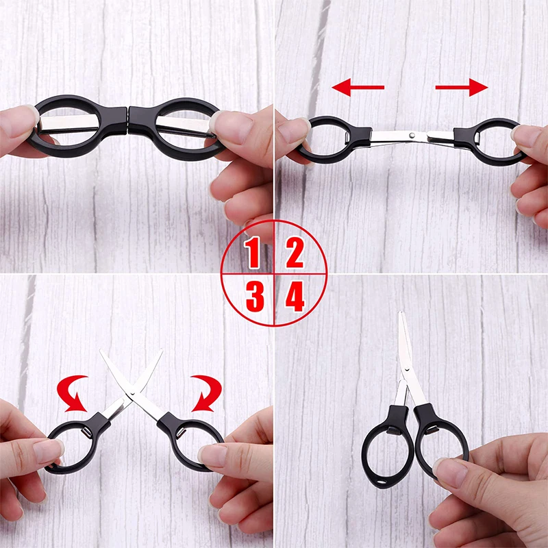 60Pcs Stainless Steel Scissors Anti-Rust Folding Scissors Glasses-Shaped Mini Shear for Home and Travel Use