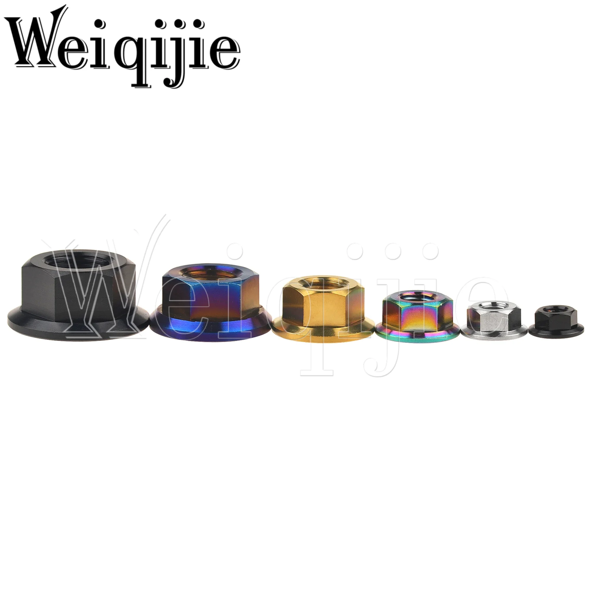 Weiqijie 티타늄 합금 육각 헤드 너트 플랜지 너트, 자동차 오토바이 자전거 브레이크용, M5-M16 표준 DIN6923 메트릭 Gr5, 6 개