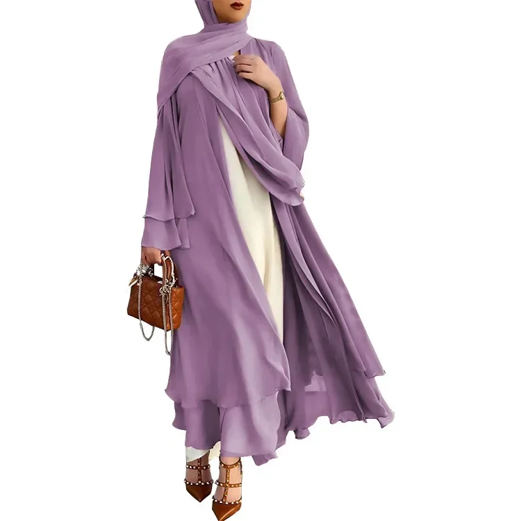 Open Abaya Kimono Dubai Muslim Hijab Dress Black Chiffon Abayas for Women Turkish Dresses Ramadan Eid Islam Clothing Kaftan Robe