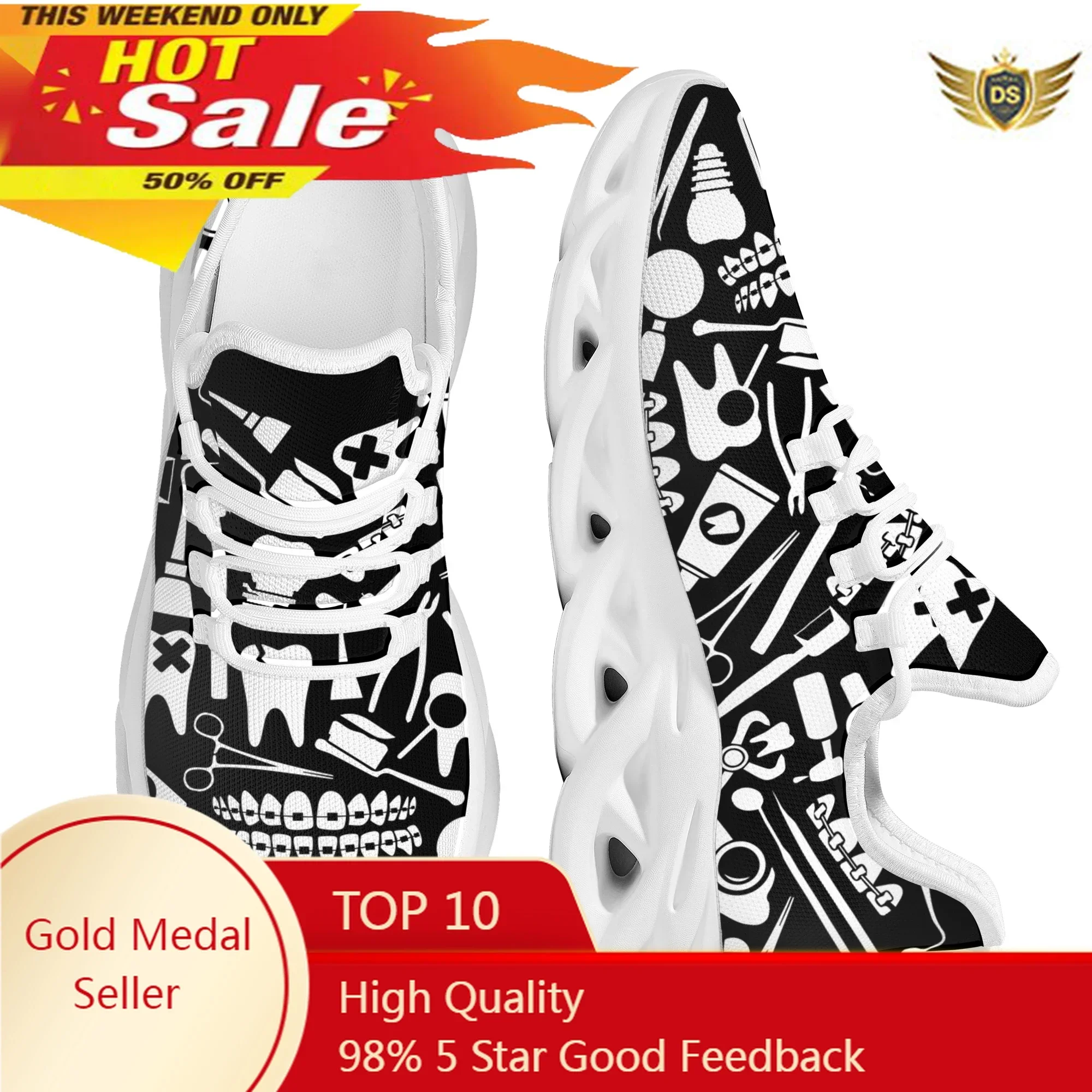 Women Dentist Tooth Woman Comfortable Kint Sneakers Platform Shoes Flat Shoes Zapatillas