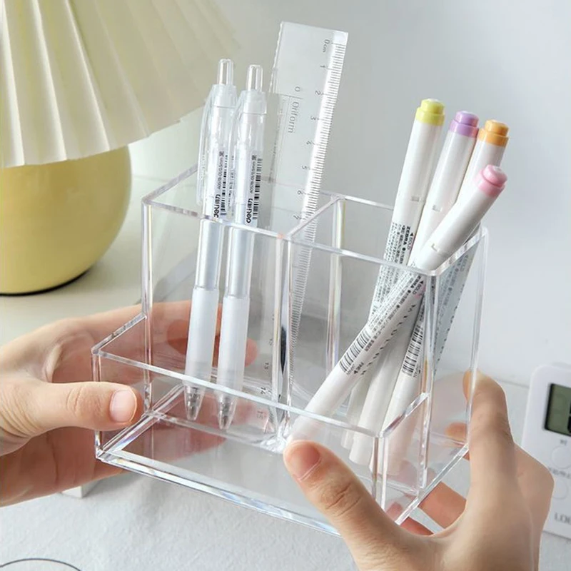 100% new brand and high-quality  Makeup Box Make Up Brush Bucket Cosmetic Organizer Student Desk Pen Container Storage Box 2
