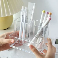 100% new brand and high-quality  Makeup Box Make Up Brush Bucket Cosmetic Organizer Student Desk Pen Container Storage Box 2