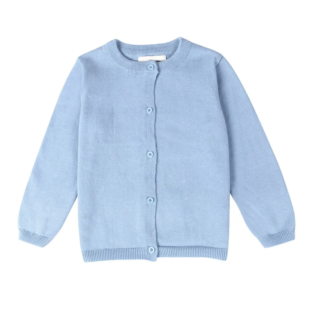 Toddler Boys Girls Crewneck Cardigan Sweaters Long Sleeve Kids Button Cotton School Uniform Knit Tops Outwear kids sweater