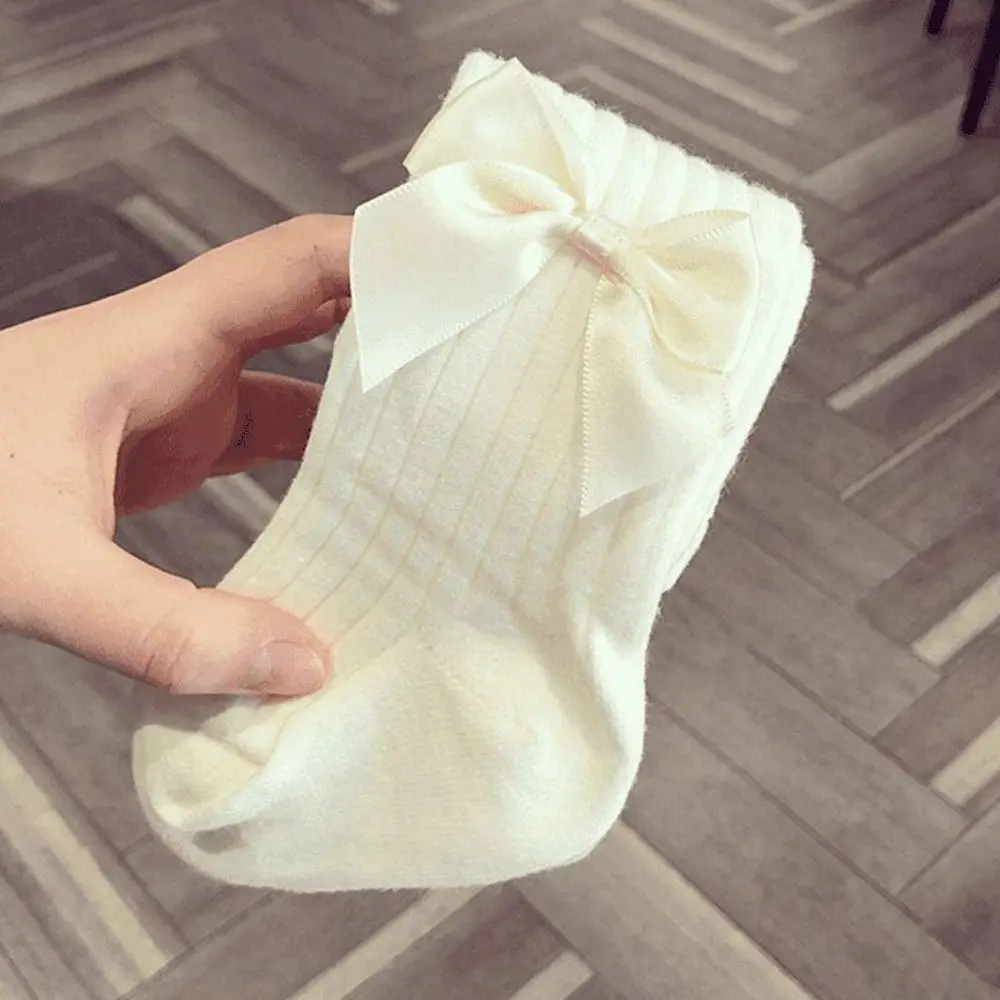 8Pairs Warm Bowknot Baby Cotton Socks Breathable Autumn Spring Toddle Short Tube Socks Cute Stripe Infant Solid Socks Newborn