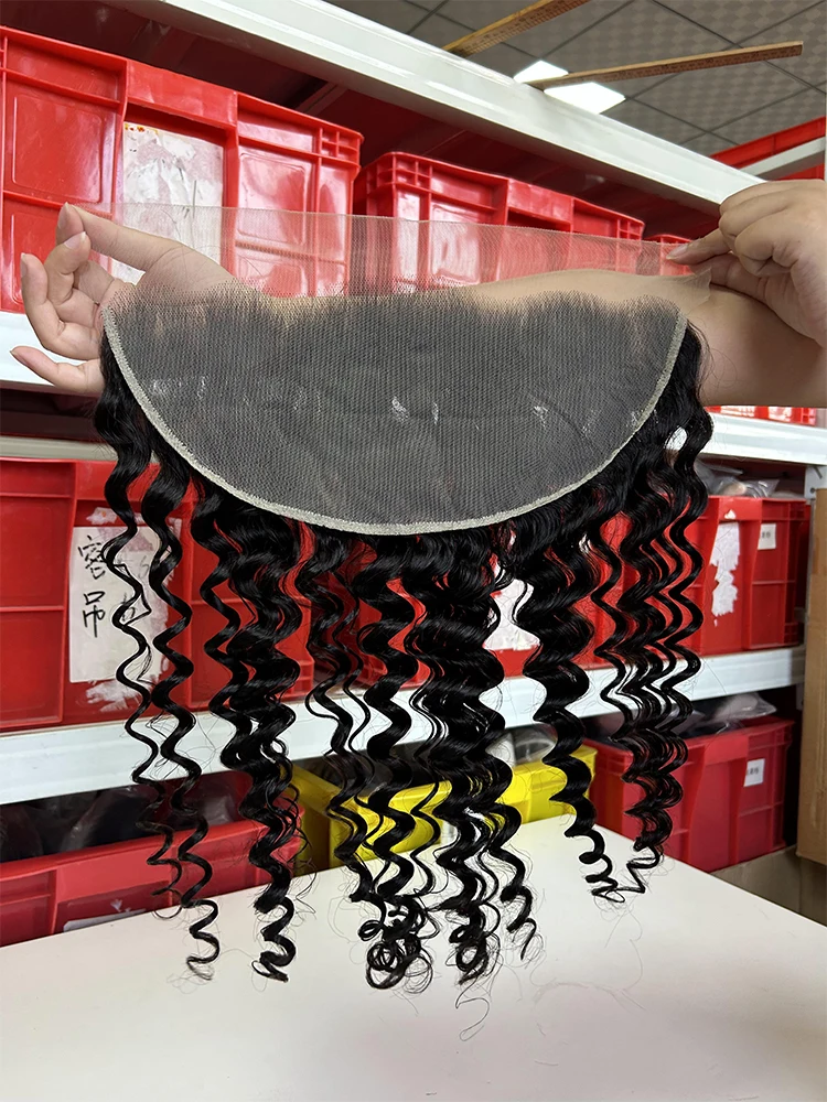 Loose Deep 13X6 Transparent Lace Frontal Only Pre-Plucked Hairline 13x6 Lace Front Closure 150% Density Natural Black 14- 24Inch