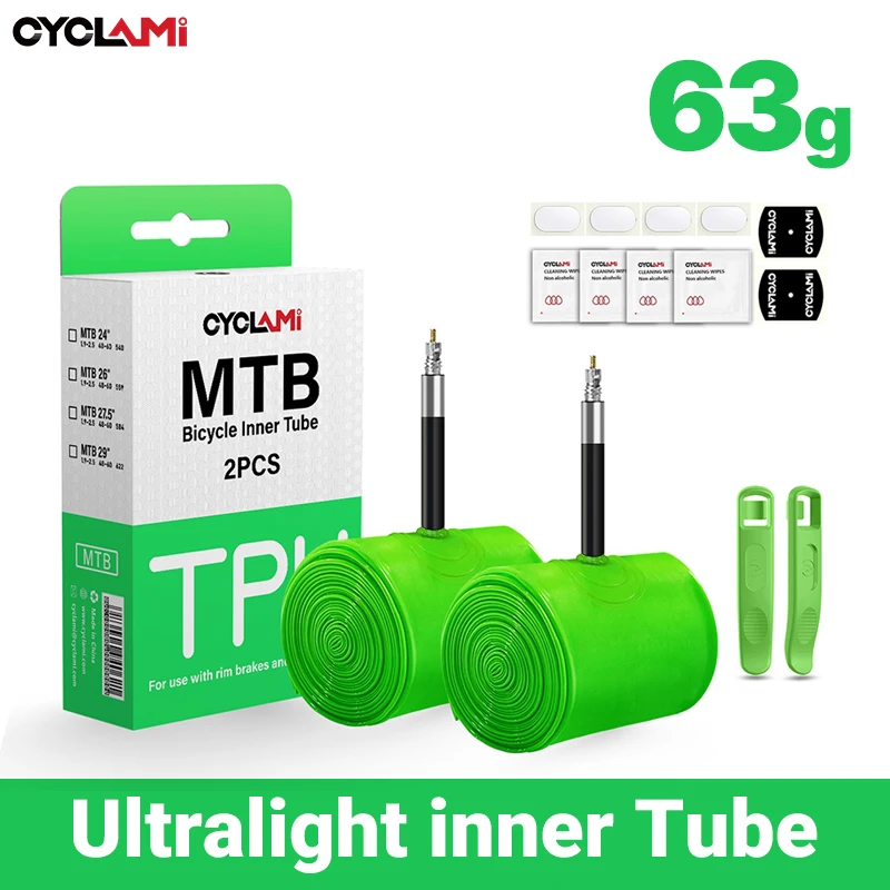 CYCLAMI Ultralight Bike Inner Tube 26 27.5 29 Inches MTB Bicycle TPU Material Tire 45mm French Valve Super Light Anti-Oxidation