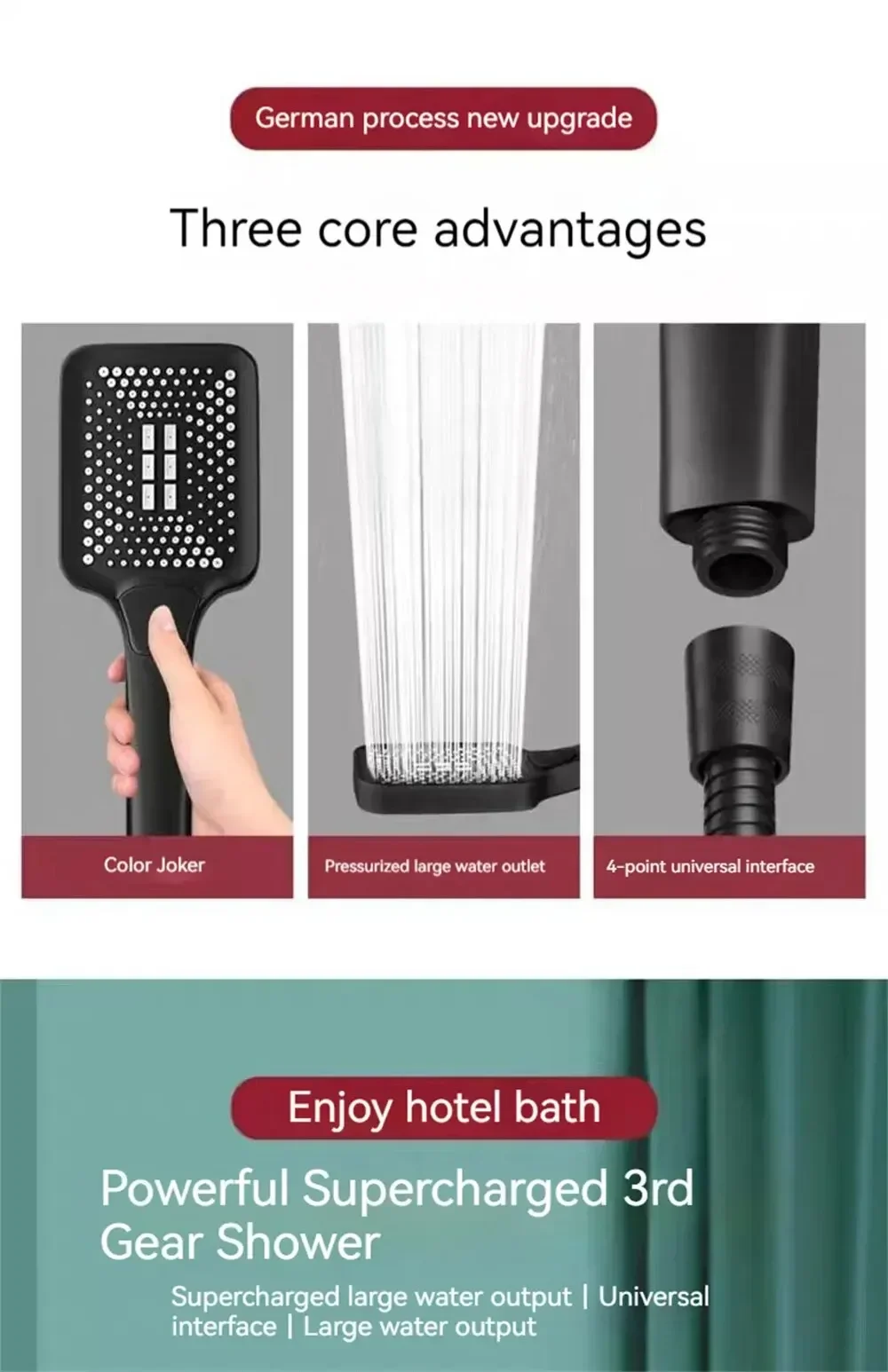 Shower Head Adjustable Large Rainfall Shower High