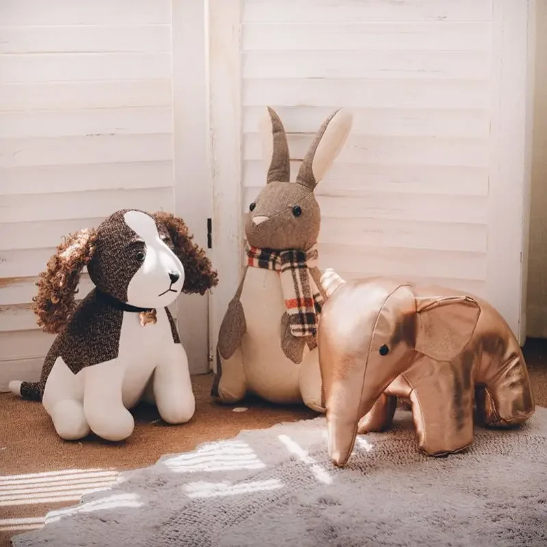 SANFERGE Lindo Tope Decorativo Para Puerta Para Piso De Casa Y Oficina, Topes De Puerta De Tela Con Animales, Protectores De Pared Pesados, Perrito A Cuadros