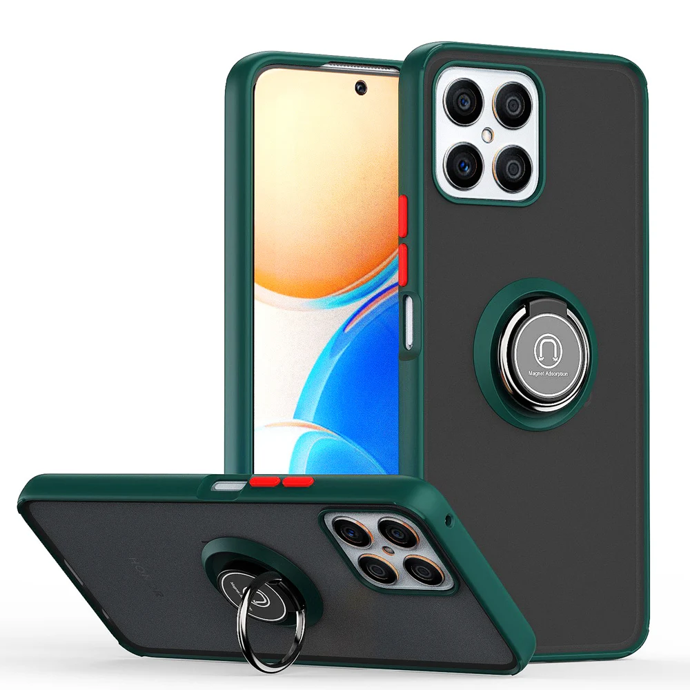 Capa de celular transparente mate com anel para honor x8_voghion.com