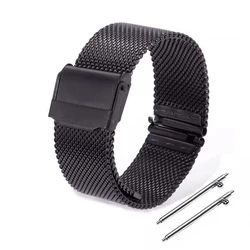 Sleek Milanese Stainless Steel Mesh Bracelet Watchband with Quick Release - 14mm (Black)