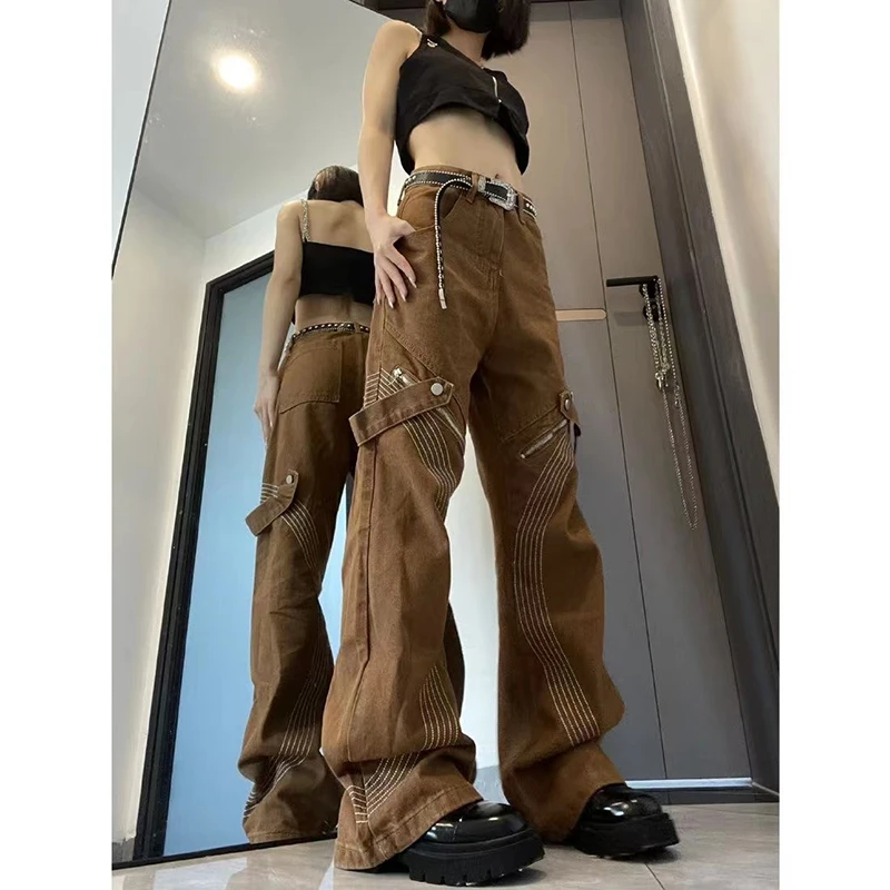 【NOKCHA】vintage like cocoon jeans/brown Vintage 90's Jnco men's brown logo wide leg jeans size 30W