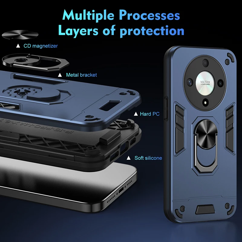 Luxury Armor Shockproof Phone Case with Magnetic Ring Holder