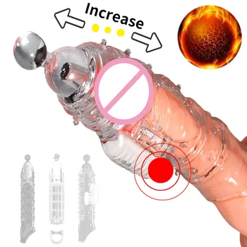 Penis Sleeve Extensions Condom Male Enlargement Delay Vibrators Clits Massager Cock Ring Vibrating Penis Cover Sex Toys For Men 2