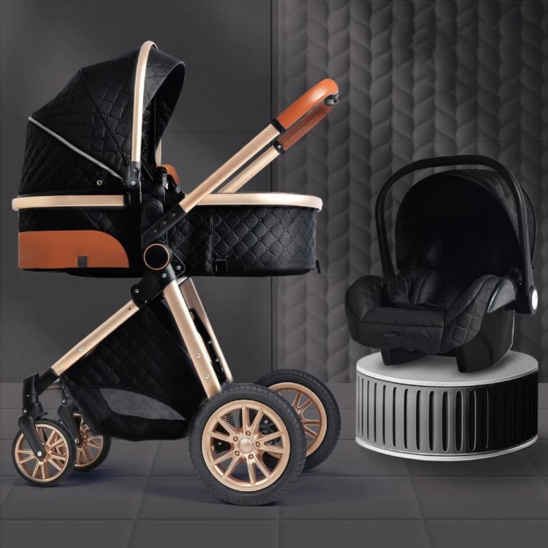 Baby Stroller 3 in 1 High Landscape Reclining Foldable Bassinet Puchair Newborn
