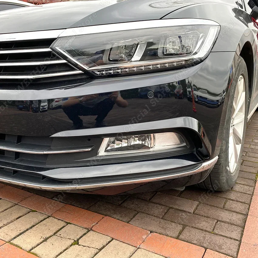 For Volkswagen VW Passat B8 Variant Fog Front Light Frames Cover Trim Racing Sticker Grille 2016 2017 2018 2019 Gloss Black ABS