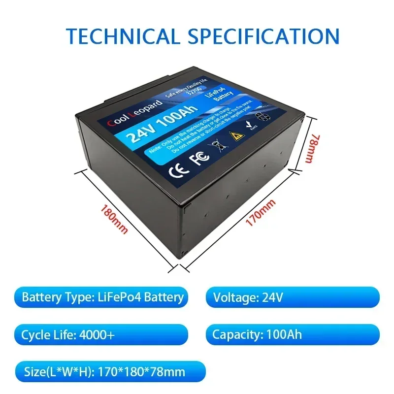 24V 100AH LiFePO4 32700 Battery Built-in 120A BMS RV Rechargeable Lithium Iron Phosphate Solar Marine Overland Off-Grid Battery