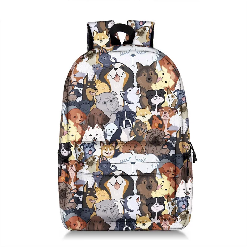Cute Puppy Dogs / Kitten Cats Printing Backpack for Teenager Children