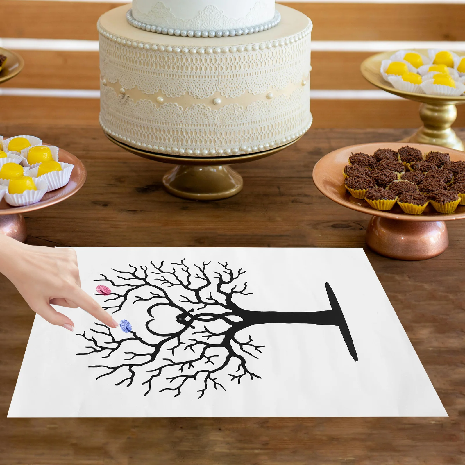 Fingerprint Guest Book Tree for Baby Shower Wedding Fingerprints Signing Canvas