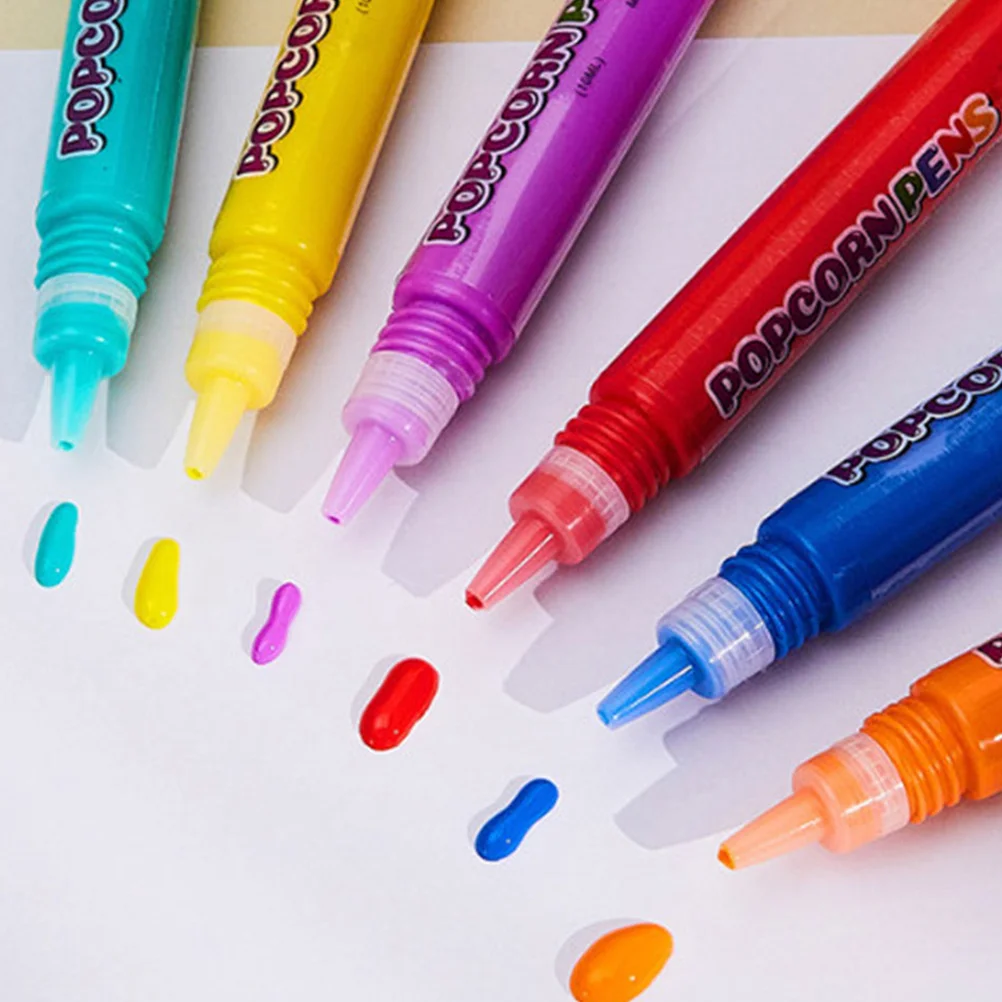 

12 Pcs Bubble Pen Art Painting Pens Scrapbook Puffy For Popcorn Drawing Toddler DIY Multi-function Marker Colorful