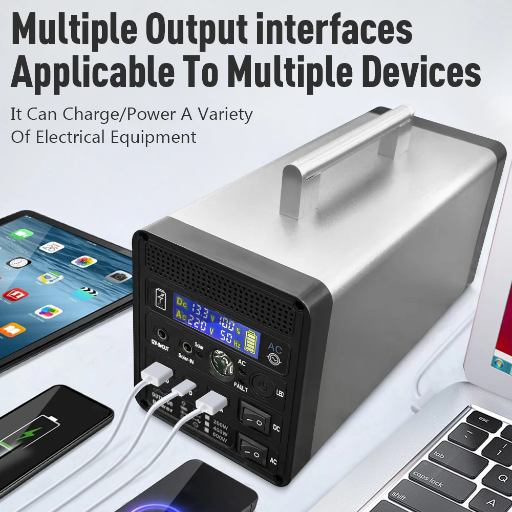 Description Picture 5 of itemPower Station Solar Generator Outdoor Energy 220V Portable Solar Generator 400W 96000mAh LED Pure Sine Wave Inverter Home Car