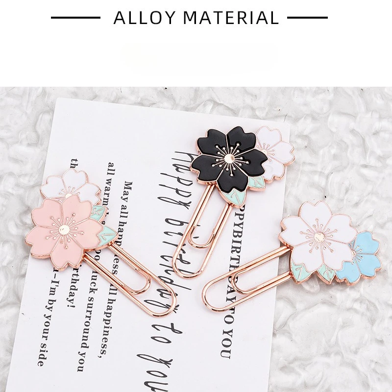 5 개/대 체리 모양의 금속 북마크 클립 귀여운 소녀풍 한국 종이 클립 학생 저널 장식 문구 스크랩북킹용