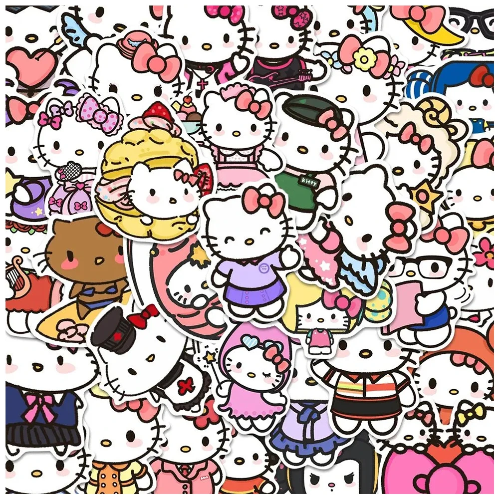 

10/30/54pcs DIY Kawaii Hello Kitty Stickers Aesthetics Sanrio Girls Sticker for Laptop Luggage Diary Scrapbooking Toy Decal Gift