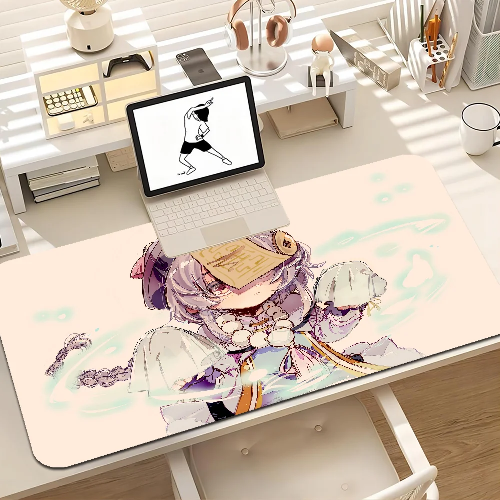 Qiqi Genshin Impact Custom Skin Desktop Desk Mat Kawaii Gaming Accessories Students Writing Pad for PC Computer Table 3