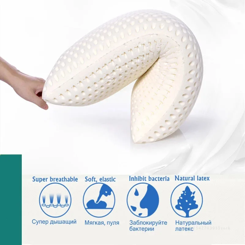 Comfortable Pure Natural Latex Pillows Neck Pain Relieve Side Back